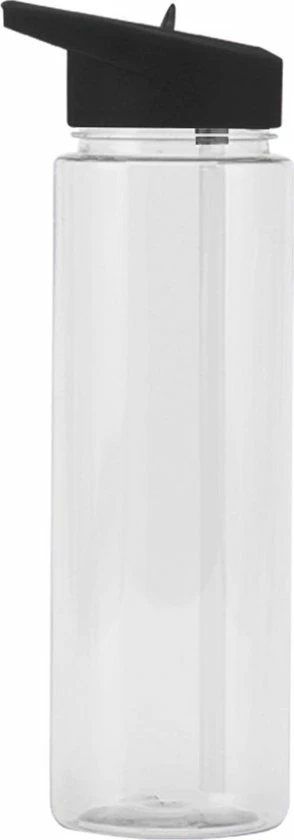 Merkloos Waterfles Met Rietje - 700ML - Drinkfles - Transparant-Zwart 3 Merkloos Waterfles Met Rietje - 700ML - Drinkfles - Transparant-Zwart