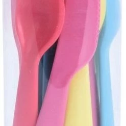 Merkloos 18x Gekleurd Bestek Kunststof 16 Cm - Campingservies/picknickservies