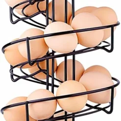 Goliving Eierrek - Eierhouder - Eiermand - Eieren Bewaren - Draaibaar - Ruimtebesparend - RVS - Zwart