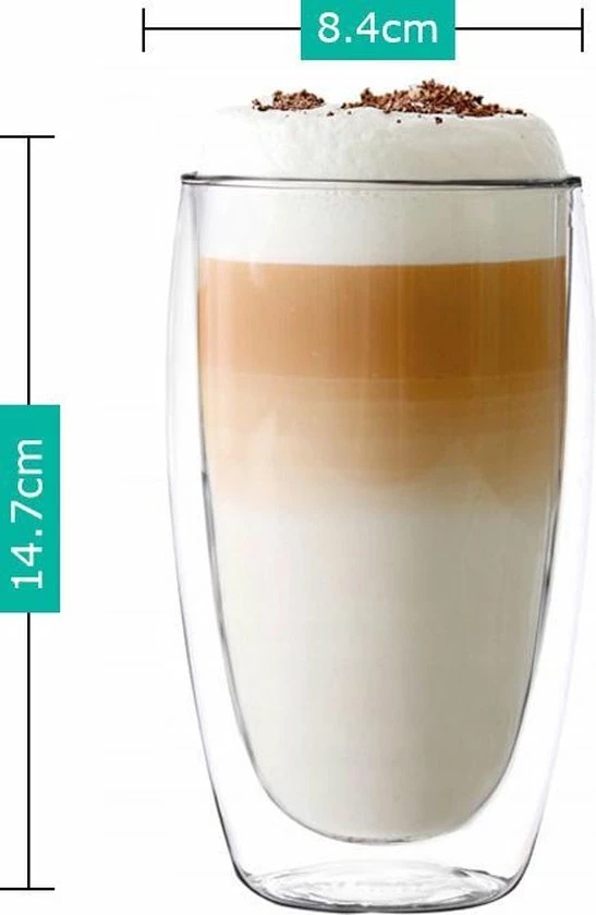 Altom Design Latte Macchiato Glazen - Dubbelwandige Koffieglazen - Dubbelwandige Cappuccino Glazen - 450 ML - 4x 8 Altom Design Latte Macchiato Glazen - Dubbelwandige Koffieglazen - Dubbelwandige Cappuccino Glazen - 450 ML - 4x - Afbeelding 6