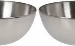 Merkloos 2x Salade Schaal RVS - Serveerschalen/schalen RVS 20 Cm