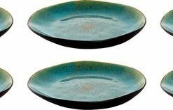 Palmer Bord Lotus 20.5 Cm Zwart Turquoise Stoneware 6 Stuk(s)