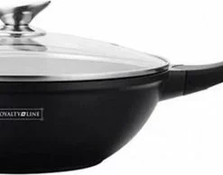 Royalty Line Marble Coating Wok - Met Glazen Deksel - Zwart - 30 Cm