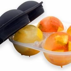 Nevi Silicone Ijsblokjesvorm Met Deksel - Ijsballen Voor Gin Of Whisky - 4 Grote Ronde Ijsballen Ø 6cm - Zwart -Maxwell & Williams winkel 550x287 5