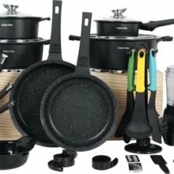 Swiss Pro+ - SWP41D22 - Pannenset 41 Delig - Foodprocessor - Messenblok 8 Delig - Kookgerei Set Met Houder 7 Delig - Starters Pakket - 2022 Serie - Limited Edition -uitzet -Maxwell & Williams winkel 550x293