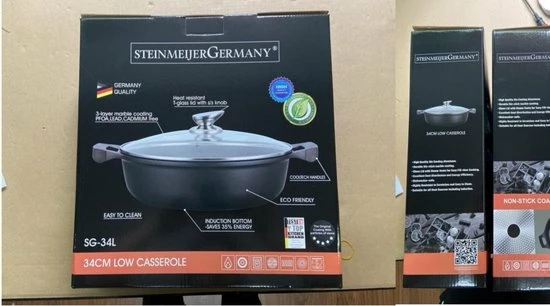 SteinMeijerGermany Marble/braadpan - Met Glazen Afdekplaat -weide Pan Zwart - 30 CM 8 Liter-hapjespan- Brede Pan Voor Inductie 4 SteinMeijerGermany Marble/braadpan - Met Glazen Afdekplaat -weide Pan Zwart - 30 CM 8 Liter-hapjespan- Brede Pan Voor Inductie - Afbeelding 2