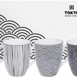 Tokyo Design Studio - Nippon Black - Set Van 4 Mokken 380 Ml - Verpakt In Luxe Geschenkdoos