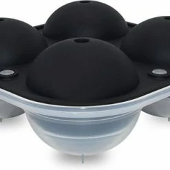 Nevi Silicone Ijsblokjesvorm Met Deksel - Ijsballen Voor Gin Of Whisky - 4 Grote Ronde Ijsballen Ø 6cm - Zwart -Maxwell & Williams winkel 550x312 1