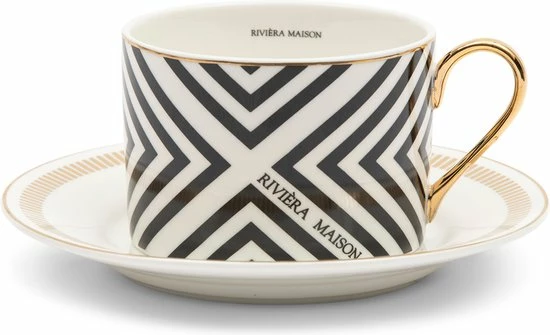Riviera Maison Kop En Schotel - L'Avenue Chevron Cup & Saucer - Wit 3 Riviera Maison Kop En Schotel - L'Avenue Chevron Cup & Saucer - Wit