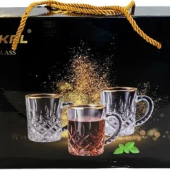 Hakal Luxe Glazen Gouden Rand Met Oortje - Set Van 6 -Maxwell & Williams winkel 550x338