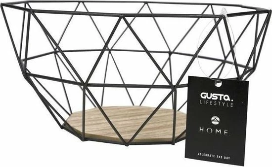 Gusta® Gusta Fruitmand - Metaal - Hout - 26x25x12 Cm 6 Gusta® Gusta Fruitmand - Metaal - Hout - 26x25x12 Cm - Afbeelding 4