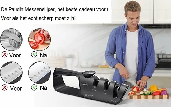 Paudin Verstelbare 3-voudige Messenslijper - Wolfraam En Keramische Slijpsteentjes - Slijper Voor Dubbel- En Enkelzijdig Geslepen Messen 11 Paudin Verstelbare 3-voudige Messenslijper - Wolfraam En Keramische Slijpsteentjes - Slijper Voor Dubbel- En Enkelzijdig Geslepen Messen - Afbeelding 9