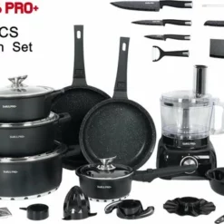 Swiss Pro+ - SWP41D22 - Pannenset 41 Delig - Foodprocessor - Messenblok 8 Delig - Kookgerei Set Met Houder 7 Delig - Starters Pakket - 2022 Serie - Limited Edition -uitzet -Maxwell & Williams winkel 550x350