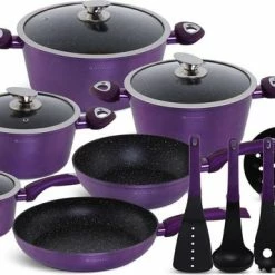 EDENBERG Edënbërg Purple Line - 15-delige Luxe Pannenset Van Gesmeed Aluminium