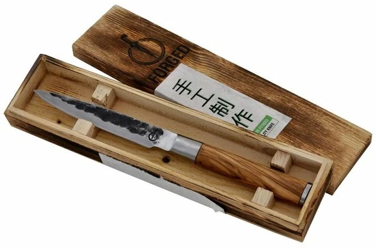 Forged Olive Universeel Keukenmes 13cm - Olijfhout - In Houten Giftbox 4 Forged Olive Universeel Keukenmes 13cm - Olijfhout - In Houten Giftbox - Afbeelding 2