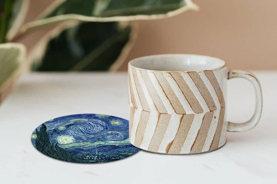 KitchenYeah Onderzetters Voor Glazen - Rond - Sterrennacht - Schilderij - Oude Meesters - Vincent Van Gogh - 10x10 Cm - Glasonderzetters - 6 Stuks 6 KitchenYeah Onderzetters Voor Glazen - Rond - Sterrennacht - Schilderij - Oude Meesters - Vincent Van Gogh - 10x10 Cm - Glasonderzetters - 6 Stuks - Afbeelding 4
