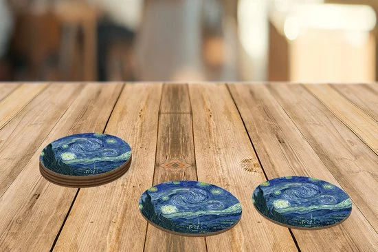 KitchenYeah Onderzetters Voor Glazen - Rond - Sterrennacht - Schilderij - Oude Meesters - Vincent Van Gogh - 10x10 Cm - Glasonderzetters - 6 Stuks 7 KitchenYeah Onderzetters Voor Glazen - Rond - Sterrennacht - Schilderij - Oude Meesters - Vincent Van Gogh - 10x10 Cm - Glasonderzetters - 6 Stuks - Afbeelding 5