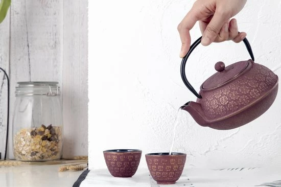 Bredemeijer - Giftset Shanghai 0,6L Roze/goud Met Twee Kopjes 8 Bredemeijer - Giftset Shanghai 0,6L Roze/goud Met Twee Kopjes - Afbeelding 6