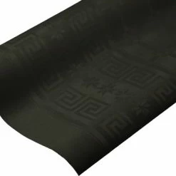 Merkloos Tafelpapier Op Rol Damast 120cm X 8 Mtr. Uni Zwart.