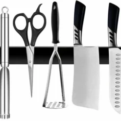 IBright Magnetische Messenhouder RVS 50 Cm - Dubbele Magneet - Messenstrip - Messenblok -Mat Zwart