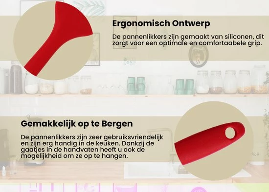 Rilimo Pannenlikker Voor Te Bakken - Hittebestendig Siliconen Spatel - Bakspullen Vaatwasserbestendig - Rood 7 Rilimo Pannenlikker Voor Te Bakken - Hittebestendig Siliconen Spatel - Bakspullen Vaatwasserbestendig - Rood - Afbeelding 5
