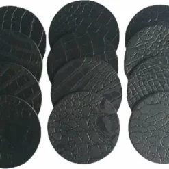 Leren Onderzetters Zwart Met Croco Structuur Set Van 12 Stuks - De Riemenspecialist Cadeau Tip!