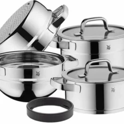 WMF Compact Cuisine Pannenset 4-delig - Kookpannen, Stoominzet, Mengkom