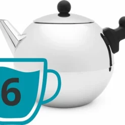 Bredemeijer - Theepot Bella Ronde 1,2L Vlakke Bodem Zwart Beslag- Dubbelwandig 21 Bredemeijer - Theepot Bella Ronde 1,2L Vlakke Bodem Zwart Beslag- Dubbelwandig -Maxwell & Williams winkel 550x400