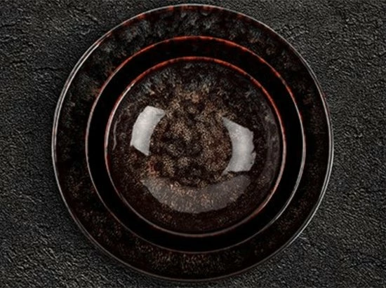 BonBistro GLAMOMAX'S Choice - Serviesset Black Hazy - Inclusief Koperkleurig Bestekset - 4 Persoons - Porselein - Zwarte Borden - Dinerborden - Bordenset 6 BonBistro GLAMOMAX'S Choice - Serviesset Black Hazy - Inclusief Koperkleurig Bestekset - 4 Persoons - Porselein - Zwarte Borden - Dinerborden - Bordenset - Afbeelding 4