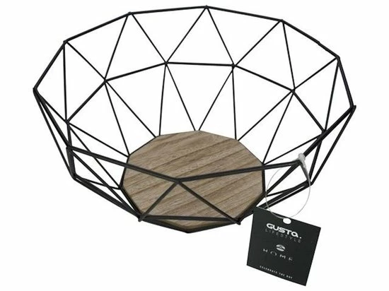 Gusta® Gusta Fruitmand - Metaal - Hout - 26x25x12 Cm 5 Gusta® Gusta Fruitmand - Metaal - Hout - 26x25x12 Cm - Afbeelding 3