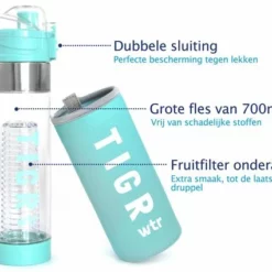 TIGR The Infuser - Drinkfles Met Fruitfilter - 100% BPA Vrij - 700ML – Blauw -Maxwell & Williams winkel 550x425 10