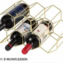 Live Deals Wijnrek Hexagon 9 Flessen | Flessenrek | Wijn Accessoires | Wijnkast | Wijnrek Metaal | Wijnrekken | Wijnfleshouder | Wijnhouder | Goud -Maxwell & Williams winkel 550x425