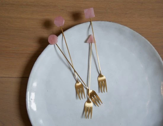 Oliva's - Gebaksvorkjes - Taartvorkjes - Kleine Vorkjes - Set Van 4 Stuks - Goud / Roze 5 Oliva's - Gebaksvorkjes - Taartvorkjes - Kleine Vorkjes - Set Van 4 Stuks - Goud / Roze - Afbeelding 3