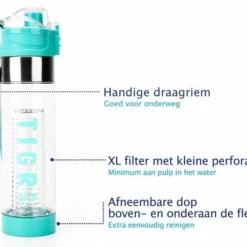 TIGR The Infuser - Drinkfles Met Fruitfilter - 100% BPA Vrij - 700ML – Blauw -Maxwell & Williams winkel 550x425 7