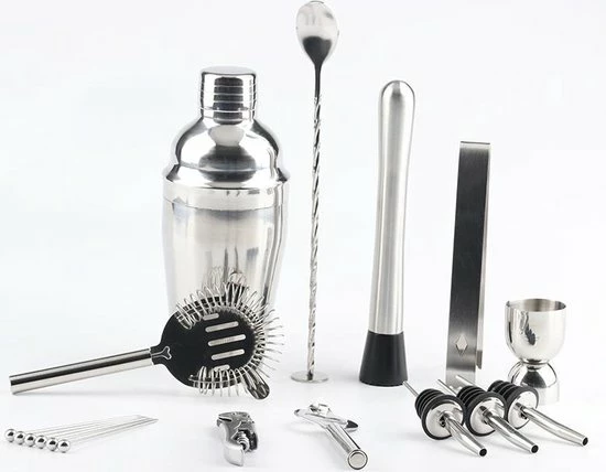 Paddio Cocktail Set - 18-delige Cocktail Shaker Set Met Houder - RVS - Vaatwasserbestendig - Inclusief Cocktail Boekje Met 5 Recepten 7 Paddio Cocktail Set - 18-delige Cocktail Shaker Set Met Houder - RVS - Vaatwasserbestendig - Inclusief Cocktail Boekje Met 5 Recepten - Afbeelding 5