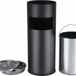 SONGMICS Staande Asbak Met Afvalbak - Sigarettenbak - Buitenasbak Met Prullenbak - Peukenpaal