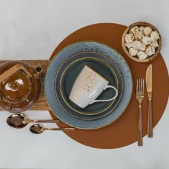 Jay Hill Placemats Leer - Cognac / Zwart - Dubbelzijdig - ø 38 Cm - 6 Stuks -Maxwell & Williams winkel 550x439 5