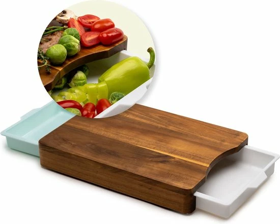 Kristies Kitchen Snijplank Met 2 Opvangbakken Kristie’s Kitchen - Borrelplank - Tapasplank - Antislip - Acacia 5 Kristies Kitchen Snijplank Met 2 Opvangbakken Kristie’s Kitchen - Borrelplank - Tapasplank - Antislip - Acacia - Afbeelding 3