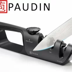 Paudin Verstelbare 3-voudige Messenslijper - Wolfraam En Keramische Slijpsteentjes - Slijper Voor Dubbel- En Enkelzijdig Geslepen Messen