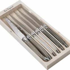 Lou Laguiole -6 Steakmessen In Houten Kistje Bruin/parelmoer En Taupe