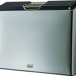 Joseph Joseph JosephJoseph - Folio - Steel - Snijplank - In Houder - Groot - Set Van 5 Stuks - Zilver