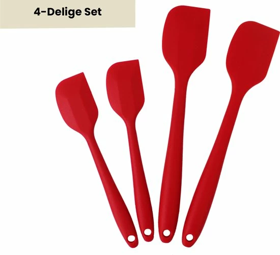 Rilimo Pannenlikker Voor Te Bakken - Hittebestendig Siliconen Spatel - Bakspullen Vaatwasserbestendig - Rood 3 Rilimo Pannenlikker Voor Te Bakken - Hittebestendig Siliconen Spatel - Bakspullen Vaatwasserbestendig - Rood