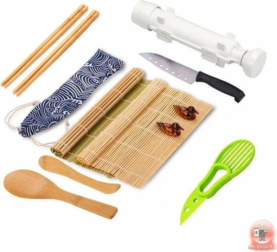 Mr. Sushito Natural White Bazooka Set - Sushi Set Incl. 2 Paar Mr. Sushito Sticks - Sushi Maker - Sushi Go - Bamboo Rol - Milieuvriendelijk 3 Mr. Sushito Natural White Bazooka Set - Sushi Set Incl. 2 Paar Mr. Sushito Sticks - Sushi Maker - Sushi Go - Bamboo Rol - Milieuvriendelijk