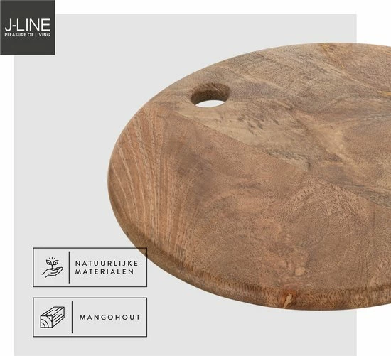 J-Line Snijplank Hout - Ronde Snijplank – Duurzaam Materiaal - 30x30x1.5 Cm – Mangohout 8 J-Line Snijplank Hout - Ronde Snijplank – Duurzaam Materiaal - 30x30x1.5 Cm – Mangohout - Afbeelding 6