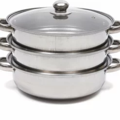 Merkloos Roestvrijstalen Steamer - 3 Tier Layer Soup Pot Set - Keuken Kookgerei - Voedsel Veg Stoompan Met Glazen Deksel - Gasfornuis Oven Steamer -Maxwell & Williams winkel 550x502 16