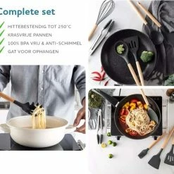 Homeon Keukengerei – Kookgerei - 11 Delige Set Met Houder – Hittebestendig Siliconen - Antraciet -Maxwell & Williams winkel 550x507 6