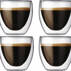 Mastersøn Dubbelwandige Koffieglazen - Set Van 4 - Dubbelwandige Glazen - Theeglazen - 160ML - 160 ML - Cappuccino - Thee - Espresso - Caffè Lungo - Ook Geschikt Voor Krups, Senseo & Nespresso