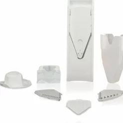 Börner Mandoline V1 Profi | 7-delige Set | 5 Snijdiktes | Geschikt Als Frietsnijder | BPA-vrij En Roestvrij | Wit