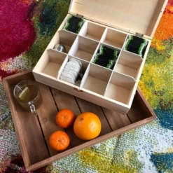 Laser&zaag 12 Vaks Theedoos - Houten Theedoos -Maxwell & Williams winkel 550x516 3