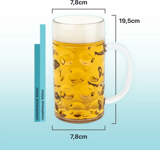 MyDrinkglass Plastic Bierpul | Bierpul Plastic | 6 Stuks | Oktoberfest | Plastic Glazen | Zero Waste | Herbruikbaar | Onbreekbare Bierpullen | 500 Ml | 5 MyDrinkglass Plastic Bierpul | Bierpul Plastic | 6 Stuks | Oktoberfest | Plastic Glazen | Zero Waste | Herbruikbaar | Onbreekbare Bierpullen | 500 Ml | - Afbeelding 3
